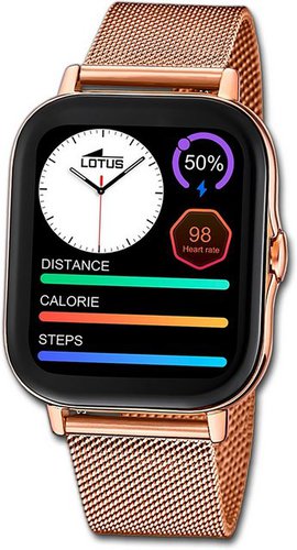 Lotus Damenuhr Smartwatch Smartwatch Smartwatch (kompatibel ab Android 5.1+ und IOS 8.0), Damenuhr Edelstahlarmband kupfer, roségold, eckiges Gehäuse 44mm