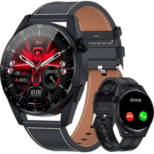 Tisoutec Smartwatch Damen Herren Smartwatch (Fitnessuhr mit Telefonfunktion/WhatsApp Notiz,Smartwatch Fitness Tracker Uhr IP68 Wasserdicht,1.36" HD Voll Touchscreen Fitnessuhr Tracker mit Blutsauerstoff/Pulsmesser/Sportuhr/Schrittzähler/Schlafmonitor Aktivitätstracker usw für iOS/Android Uhren Watch 1+1 Uhrenarmband cm/1.36inch Zoll)