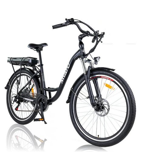 Myatu E-Bike 26 zoll E-Citybike für Damen mit Heckmotor, 12.5 Ah Akku Shimano, 6 Gang, Tretlagerschaltung, E-bike, E-Citybike, Damenfahrrad,mit Tiefeinsteiger