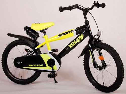 Tpfsports Kinderfahrrad Volare Sportivo 18 Zoll Rücktritt und Handbremse, 1 Gang, (Jungsfahrrad - Jungen Kinderrad - ohne Schaltung - Sicherheitsgriffe), Kinder Fahrrad 18 Zoll mit Ständer - Kinder Jugend Fahrrad Gelb