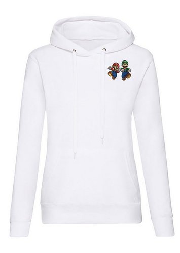 Blondie & Brownie Hoodie Damen Mario & Luigi Brust Stick Yoshi Bowser Gaming Retro mit Kapuze, bestickt