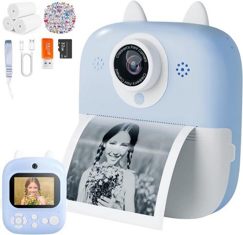 Blingbin Kinder Kamera Mini-Kamera Sofortbildkamera (12 MP, 8x opt. Zoom, inkl. 6 Funktionsmodus, Mit Speicherkarte und Kartenleser, 12MP Dual Lens, 1080P HD-Videoaufzeichnung)