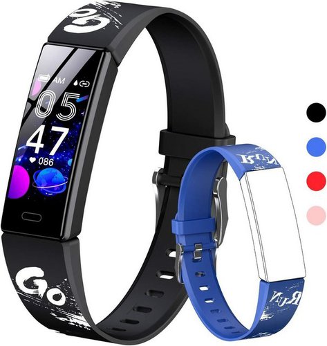 Hofit mit 2 Armbändern, Geschenke für Jungen und Mädchen Smartwatch (Android), mit Schrittzählern, Herzfrequenz- und Schlafmonitor, IP68 Wasserdicht