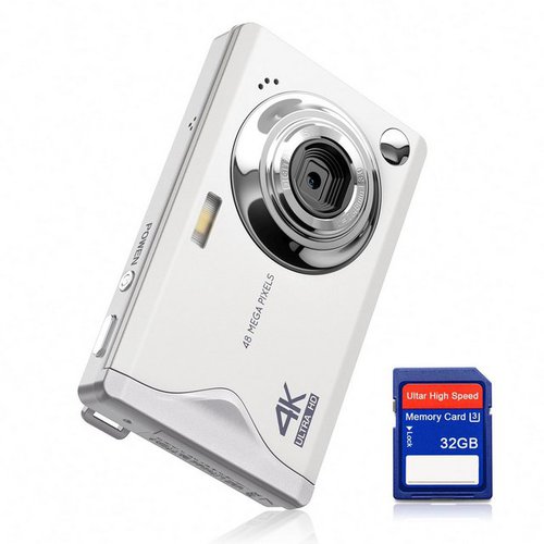 Ht Digitalkamera 48MP 1080P FHD Fotokamera mit 3,0 Zoll Bildschirm Kompaktkamera (inkl. 16X Digitalzoom Tragbar Kompaktkamera, für Teenager Erwachsene Anfänger)