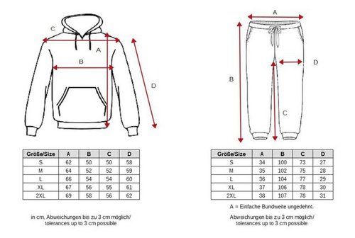 Egomaxx Jogginganzug Trainingsanzug Hoodie Sweater Set Fashion (2-tlg), 3415 in Schwarz-Weiß