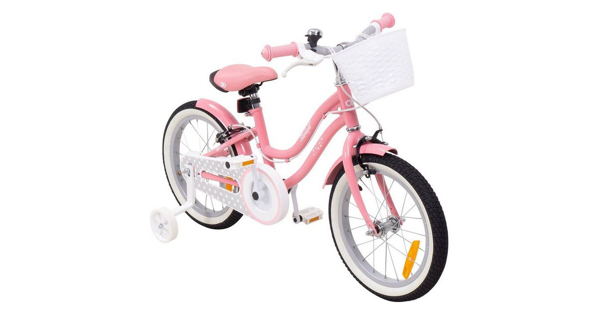 Freizeitfahrrad Kinder Jolre 16 Zoll Kinderfahrrad Mit Sttzrdern   Hhenverstellbares Jungen & Mdchen Fahrrad Rosa
