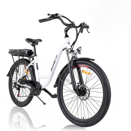 Myatu E-Bike E-Bike Tiefeinsteiger, 450Wh Abnehmbarer Lithium Akku, 6 Gang, Kettenschaltung, 50-80KM Reichweite, Trekking EBike Komfort-Gabelfederung
