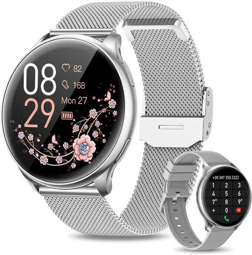 Ruxingx G35 Smartwatch (1,4 Zoll, Andriod iOS), 100+ Sportmodi, 400mAh, Wasserdicht - iOS/Android Silber