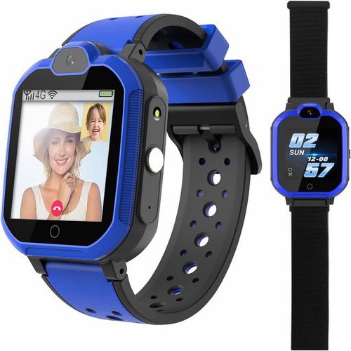 Pthtechus Smartwatch (1,4 Zoll, Android iOS), 4G GPS Telefon Anti-Verlorener WiFi LBS Ortung Tracker Videoanruf SOS