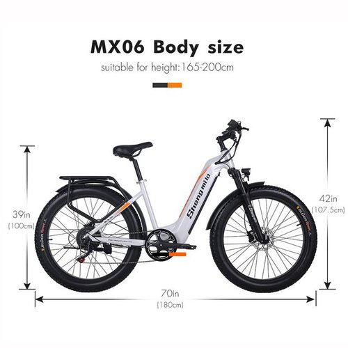 Shengmilo E-Bike Elektrofahrrad 26 Zoll E-Mountainbike mit 3.0" fette Reifen, 7 Gang Shimano TX55 Schaltwerk, Kettenschaltung, 1000W Heckmotor, (mit 48V 17.5AH/840Wh Samsung Li-Ion Akku), Pedelec Elektrisches Fahrrad für jedes Terrain