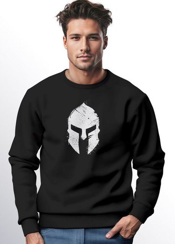 Neverless Sweatshirt Sweatshirt Herren Print Sparta-Helm Spartaner Gladiator Krieger Warrio