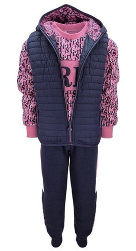 Girls Fashion Sweatanzug Sweatanzug mit Weste, Freizeitset, Kapuzen Jacke + Jogginghose, MF81 (Set, mit Weste)