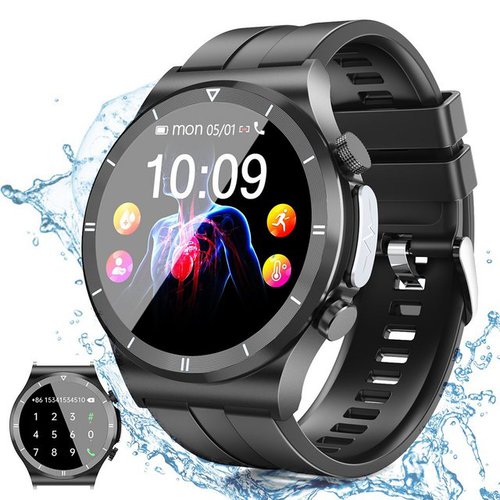 Powerwill Smartwatch Herren Anruf Texte Rinnerung Fitness Tracker Uhr Smartwatch 3.53 cm 1 39 Zoll IP68 Wasserdichter Armbanduhr Robuste Outdoor Smartwatch mit Herzfrequenz Schlafuberwachung 100 Sport...