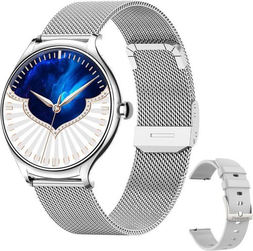 Pireware Smartwatch (1.69 Zoll, Android, iOS), mit Schrittzähler,Pulsuhr,Smartwatch mit Blutdruckmessung Edles Design