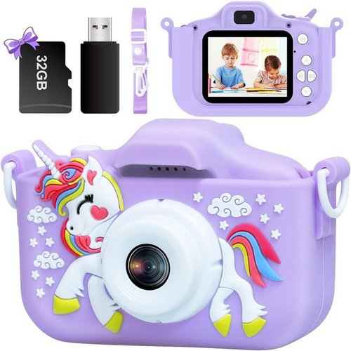 Uleway Kinderkamera (20 MP, 8x opt. Zoom, inkl. mit robustem Design für kreative DIYFotos,HD-Videoaufnahme Lange Akku, Children's camera 1080P HD camera mit 32GB SD card)