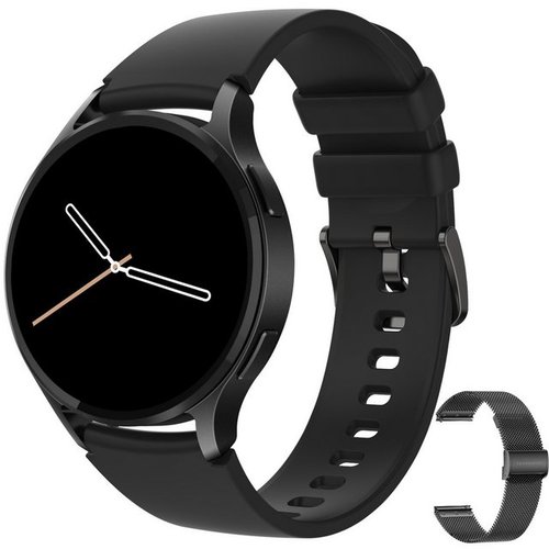 Levowatch EDGY Herren Smartwatch, Sprachassistent, AMOLED Always-On Display Smartwatch (3,8 cm/1,43 Zoll, Android und iOS) Fitness Tracker Uhr, 2 Armbänder, BT5.3, wasserdicht, 460ppi, Metallgehäuse, 3-teilig, Schrittzähler, Puls, SpO2, Blutdruck, Schlafüberwachung, Anruffunktion