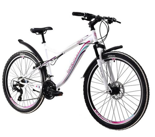 breluxx Mountainbike 26 Zoll Damen Mountainbike FS Disk Sport Nora weiß pink, 21 Gang Shimano Tourney Schaltwerk, Kettenschaltung