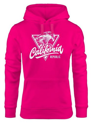 Neverless Hoodie California Republic Kapuzen-Pullover Design Wave Surf Hoodie Damen Neverless®