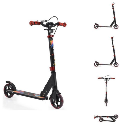 Byox Cityroller Kinderroller Nimble, PU-Glitter Räder Handbremse LED-Licht ABEC-7 klappbar