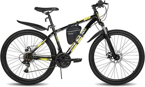 Hiland Mountainbike 27.5/29 Zoll MTB 21 Gang Jugendliche Fahrrad Herren Damen Jungen, 21 Gang Shimano Tourney Schaltwerk, Kettenschaltung, (Set, mit Schutzblechen und Dreiecktasche), für Damen und Herren 160 - 200 cm MTB Hardtail Fahrrad