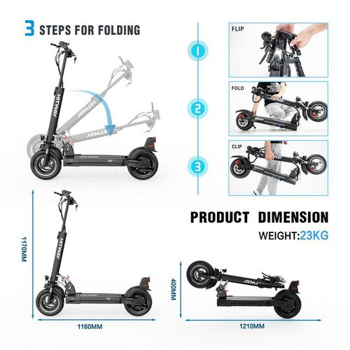 Hitway E-Scooter 48V 10Ah mit Zulassung ABE 10 Zoll Faltbarer E-roller 480W, 480,00 W, 20,00 km/h, H5 mit 30-40km Reichweite