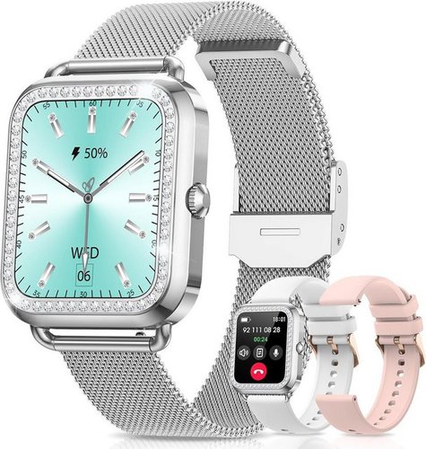 Dekelife Smartwatch (1,57 Zoll, Android, iOS), mit Telefonfunktion, Pulsuhr SpO2 Schlafmonitor Menstruationszyklus