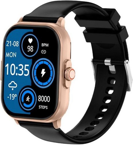 Knauermann Neo (2024) Gold Eckig - Gesundheitsuhr Smartwatch (Andriod iOS), EKG + HRV Funktion - BT Bluetooth - Schlafapnoe Blutdruck Silikonband