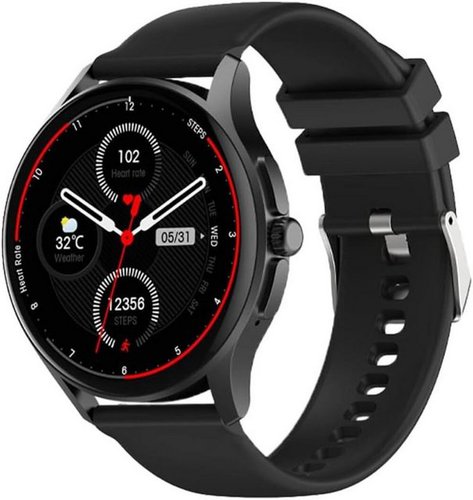 Knauermann Neo (2024) Silber Rund - Gesundheitsuhr Smartwatch (Andriod iOS), EKG + HRV Funktion - BT Bluetooth - Schlafapnoe Blutdruck Silikonband