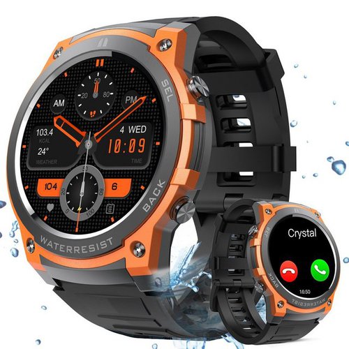 Ibetter Smartwatch, Fitness Tracker Uhr für Damen Herren Smartwatch (3.63 cm/1,43" AMOLED Touchscreen Display Zoll) Überwachung des Blutsauerstoffs, mit deutscher Bedienungsanleitung mit Ladekabel IP68 wasserdicht, Herzfrequenzmesser, Analyse von EKG-Daten