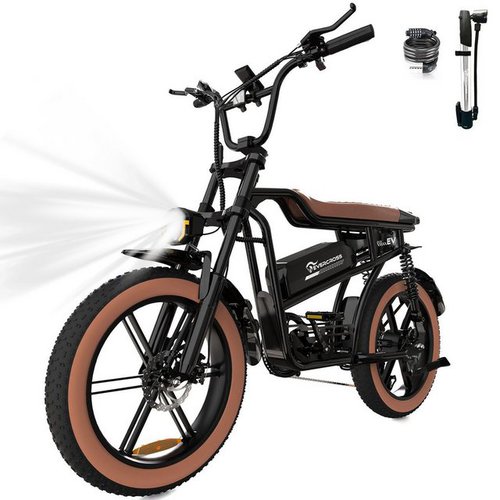 Evercross Tech E-Bike EK30 20” x 4,0 fette Reifen MTB, 48V 15AH Removable Battery, bis 55-80km, 7 Gang Shimano, Kettenschaltung, Heckmotor