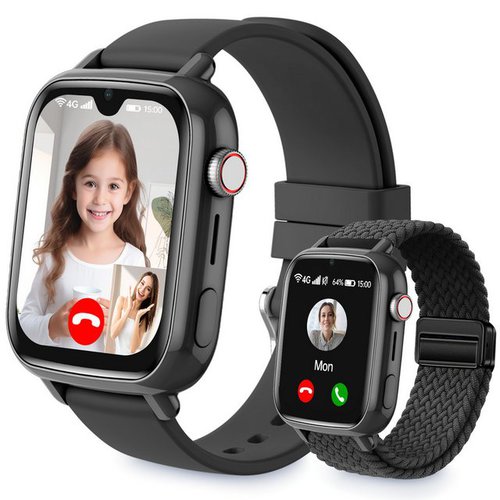 Sytifro Smartwatch Kinder, mit GPS und 4G Telefon, IPX7 Wasserdicht Smartwatch (GPS Tracker mit Videoanrufen, SOS, Schulmodus cm/Doppeltes Band,Großer HD-Bildschirm Kinderuhr 1,91" Zoll), Geeignet für Jungen und Mädchen im Alter von 3-16 Jahren