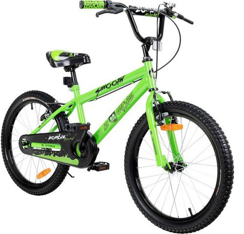 Actionbikes Motors Kinderfahrrad Mädchen & Jungen Kinder Fahrrad Zombie in Grün, 1 Gang, ohne Schaltung, (20 Zoll, ab 115 cm Körpergröße, max. Zuladung 50 kg, Klingel, Reflektoren, Kettenschutz, 1-tlg., V-Brake-Bremsen, Luftbereifung, Antirutschgriffe, grün / schwarz), höhenverstellbares Bike Jungen Mädchen Rad Kinderrad ab 6 Jahre