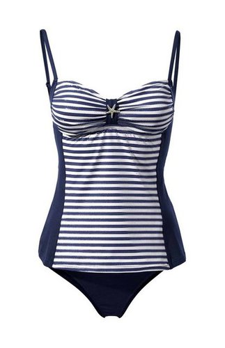 heine Bügel-Tankini Damen Tankini, marine-weiß, D-Cup