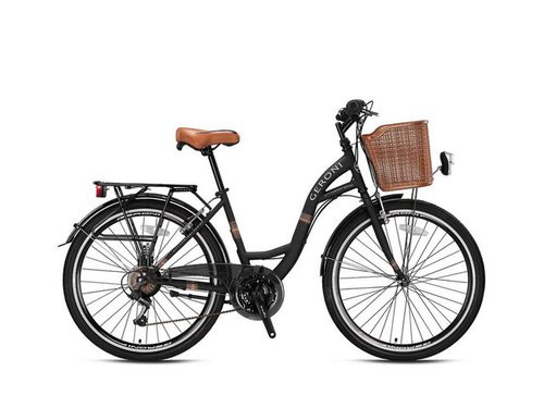 HZRC Cityrad Sirio Damenfahrrad Mädchen Fahrrad Hollandrad Cityrad 24" 26" 28", 21 Gang SHIMANO Shimano Tourney Schaltwerk, Kettenschaltung, 24" 26" 28" Zoll mit Korb und Stvzo zugelassen