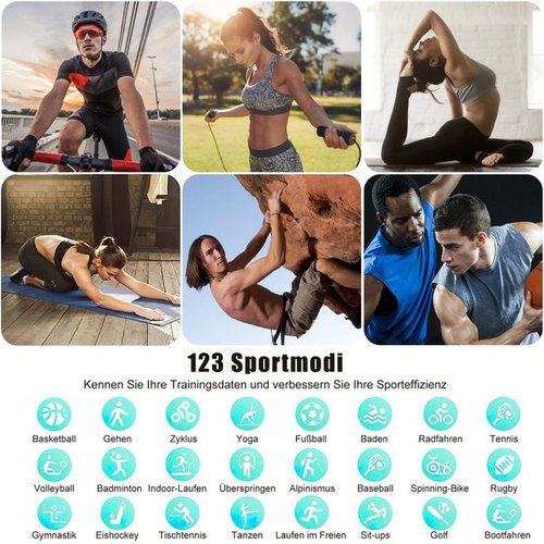 Tisoutec Smartwatch Damen Herren & Bluetooth Kopfhörer, Kopfhörer Combo Smartwatch (1.85 Zoll) Fitness Tracker Uhr für Damen Herren Smartwatch (1,85" HD Voll Touchscreen Zoll) IP67 Wasserdicht Fitness Uhr, Uhren Watch für Android IOS, Pulsmesser Schrittzähler Schlafmonitor Aktivitätstracker, Pulsmesser Schrittzähler Schlafmonitor Aktivitätstracker