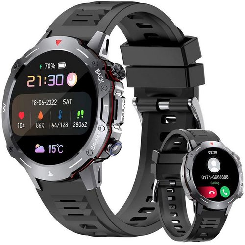 Mutoy Smartwatch, Smartwatch Damen Herren Smartwatch (1.39" HD Fitnessuhr mit Anruffunktion Zoll) IP67 Wasserdicht Fitness Tracker mit Schrittzähler Pulsuhr Blutdruck Messgerät, Schlaf-Monitor, SpO2,100+ Sportmodi Outdoor Fitness Tracker,für Android iOS