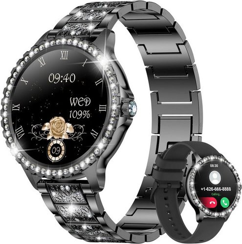Lige Smartwatch (1,32 Zoll, Android iOS), Damen mit Telefonfunktion 20 Sportmodi Armbanduhr Pulsuhr Fitnessuhr