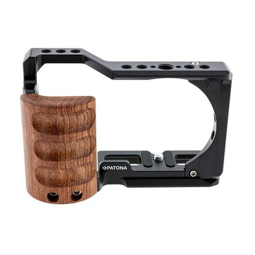 Patona Kamerazubehör-Set Premium Kamera Cage für Sony ZVE-10 ZVE 10, (Einzel-Set, 1 tlg), Aluminium Käfig Gehäuse mit Handauflage aus Holz