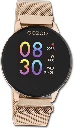 Oozoo Damen Armbanduhr Smartwatches Smartwatch (kompatibel ab Android 5.1+ und IOS 8.0), Multifunktionsuhr, Damenuhr Metallarmband rosegold, rundes Gehäuse, groß (ca. 43mm)