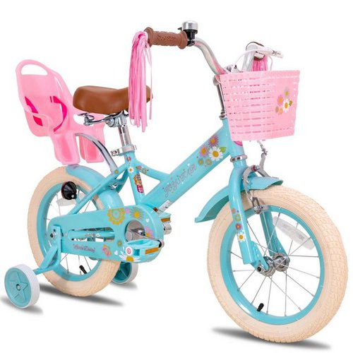 Hiland Kinderfahrrad Joystar 14/16 Zoll Kinderfahrrad mit Stützrädern,Luftschlangen,Korb, 1 Gang, Kettenschaltung, (set, Mit Klingel, Stützräder, DIY-Aufklebern, Luftschlangen, Schutzblechen), mit Stützräder