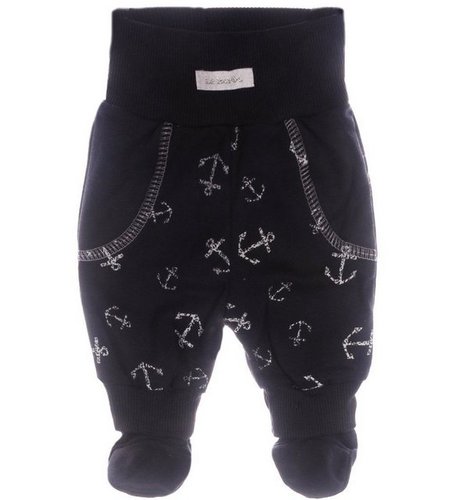 La Bortini Schlupfhose Hose mit Füßchen für Baby und Kinder Babyhose in Blau mit Anker aus Baumwolle, 44 50 56 62 68 74 80 86 92 98