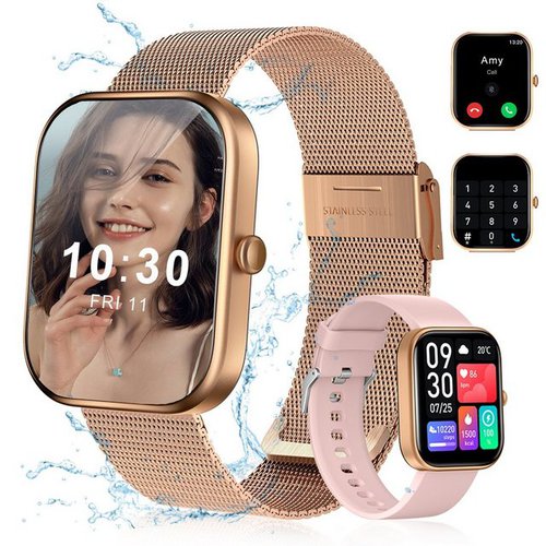 Ibetter Smartwatch,Fitness Tracker Uhr für,Damen Herren Smartwatch Smartwatch (2.0'' HD Voll Touchscreen Zoll Zoll) Fitnessuhr mit Telefonfunktion WhatsApp Notiz mit deutscher Bedienungsanleitung, Herzfrequenzmesser,mit Blutsauerstoff Pulsmesser Sportuhr Schrittzähler Schlafmonitor Aktivitätstracker,Blutdruckmessgerät, IP67 Wasserdicht