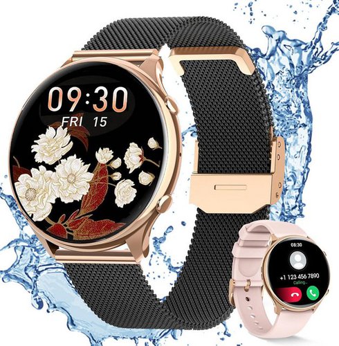 Powerwill Fitness Tracker Uhr für Damen Herren mit Telefonfunktion Smartwatch Watch (mit Wechselarmband aus Silikon cm/1,39 Zoll) Schlafüberwachung, Menstruationszyklus, Armbanduhr, IP67, Pulsmesser, Frauengesundheit,Schlaftracking, Kalorienverbrauch, IP67 Wasserdicht Fitness Uhr, Fitness Tracker mit Schrittzähler