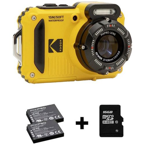 Kodak Pixpro WPZ2 + 2 Akku + microSD Bundle Digitalkamera 15 Megapixel Kompaktkamera