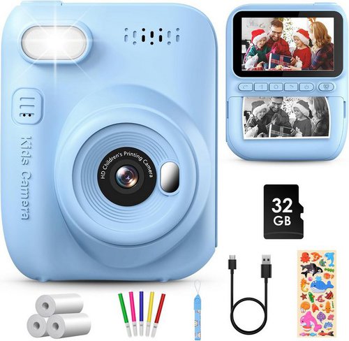Greenkinder Kinderkamera (14MP Kinder Sofortbild kamera,1080P Video,‎Type-C-Kabel,32GB SD-Karte)