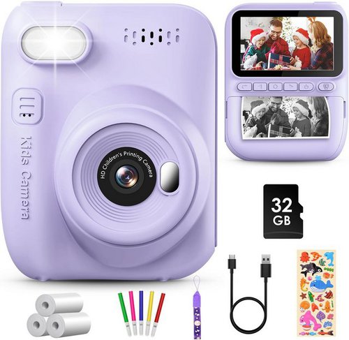 Greenkinder Kinderkamera (1x opt. Zoom, 14MP Kinder Sofortbild kamera,1080P Video,‎Type-C-Kabel,32GB SD-Karte)