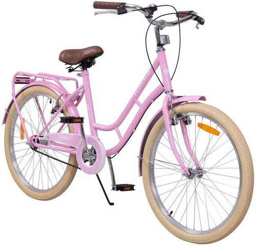 Actionbikes Motors Kinderfahrrad Mädchen Kinder Fahrrad Retrostar in Rosa, 1 Gang, ohne Schaltung, (V-Brakes vorne und hinten - gefederter Sattel, 1-tlg., Rutschfeste Handgriffe - Lenkerschutz - Fahrradständer), Kinderfahrrad 24 Zoll - Mädchenfahrrad - 8 - 12 Jahre - Gepäckträger