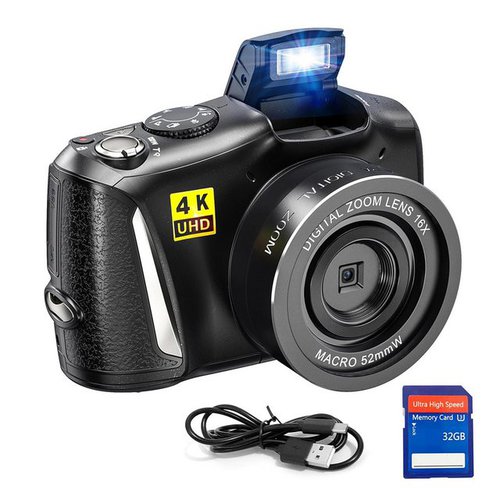 Fine Life Pro R3S Kompaktkamera (Makro-Objektiv, 48 MP, 16X Digitalzoom Fotokamera für Anfänger in der Fotografie)