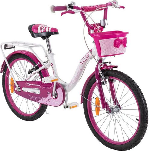 Actionbikes Motors Kinderfahrrad Kinder Mädchen Fahrrad Daisy, 1 Gang, ohne Schaltung, (20 Zoll, ab 115 cm Körpergröße, max. Zuladung 50 kg, Klingel, Gepäckträger, Reflektoren, Antirutschgriffe, Lenkerschutz, Fahrradständer, 1-tlg)