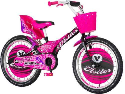 breluxx Kinderfahrrad Kinderfahrrad 20 Zoll Super Star mit Rücktrittbremse, ab 6 Jahren, inkl. Fahrradkorb, 1 Gang, ohne Schaltung